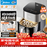 美的（Midea）空气炸锅2026新款不锈钢0涂层上下双热源免翻面 家用空气炸锅蒸烤一体多功能大容量6L KZC6054PRO