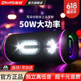 雷登X30高音质蓝牙音箱50W大音量便携式超重低音炮2分频立体声小型户外自行车骑行防水音响可插U盘插卡 音乐冲击波-黑色【50W】IPX7防水+持久续航 音质加强版【2分频】+16G U盘+音响网袋
