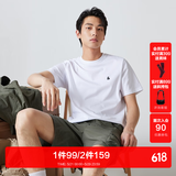 杰克·琼斯（JACK&JONES）26年男装四季打底T恤男士凉感透气多色情侣款短袖t恤水洗不易走形 白色A06 L 180