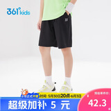 361°儿童短裤夏季男女童3-12岁透气运动裤梭织五分裤 黑 150