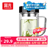 富光双层玻璃杯商务泡茶杯子 大容量男女耐热办公水杯带把黑色320ml