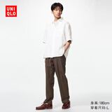 优衣库麻混纺休闲裤男装裤子棉麻透气舒适可调节26春夏新款482920 38 深褐色 M