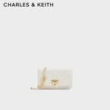 CHARLES&KEITH经典菱格链条小方单肩斜挎包包女包生日礼物送女友CK2-70160131 Cream奶白色 小包