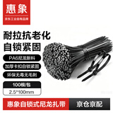 惠象尼龙扎带自锁式卡扣扎线园林户外捆绑固定线缆收紧加厚束线带2.5*100mm黑色100根