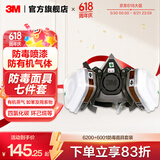 3M防毒面具 口罩防尘面具面罩 防甲醛防雾霾 防护化工喷漆农药 ws 6200+6001七件套【620E 有机气体】