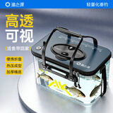 渔之源 活鱼桶鱼箱钓鱼桶鱼笼装鱼箱折叠水桶透明桶50藏蓝+氧气泵