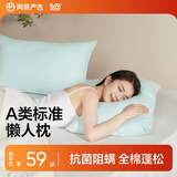 网易严选羽丝绒枕头枕芯松软高弹杜邦羽绒棉五星级酒店抗菌阻螨 【A类全棉抗菌】增高款 900g 晴空蓝  1只装