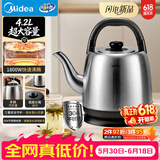 美的（Midea）电热水壶烧水壶食品级304不锈钢内胆1800W速热分离式底座2-4人4.2L大容量 MK-SH42X3【价保618】
