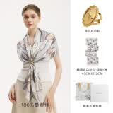 玛丽亚·古琦生日礼物送妈妈100%真丝丝巾女进口桑蚕丝长巾果实的色彩丝扣套装