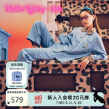 野兽派家居（tbh）三丽鸥Hello Kitty天丝棉家居服套装可外穿睡衣 长款 牛仔豹纹 S