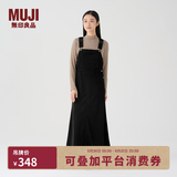 MUJI女式 灯芯绒 背带裙中长款连衣裙半身裙女秋款裙子美拉德BE10CC3A 黑色 L （165/70A）