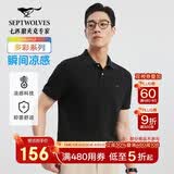 七匹狼短袖T恤男士T恤时尚中青年翻领商务休闲小狼标刺绣Polo男装