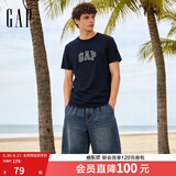 GAP男女装春季款纯棉字母logo短袖T恤常规上衣美版570044 海军蓝 2XL 美码 3XL亚洲码185/124A