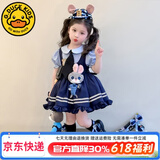 G.duck洛丽塔公主裙女童连衣裙夏季朱迪儿童裙子兔子警官生日蓬蓬裙春秋 朱迪裙子+裙撑 130 尺码7~8岁【120-130cm】
