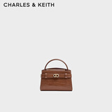 CHARLES&KEITH鳄鱼纹凯莉包手提斜挎婚包包女包生日礼物送女友CK2-50270880-1 Chocolate Croco巧克力鳄鱼纹色（新色） S