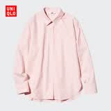 优衣库全棉条纹衬衫/长袖女装衬衣薄外套479079 10 水粉色 3XL /170/108C