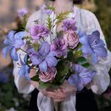 京东鲜花莫奈花园假花仿真花摆设紫色装饰花束乔迁轻奢高级感拍照道具高档