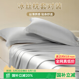 艾薇 冰丝枕套夏季枕头套凉席枕套一对装 冰丝灰 48*74cm