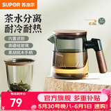 苏泊尔茶道杯泡茶杯玻璃茶水分离办公把手茶具耐热水杯大容量喝茶杯子 壶嘴款 470ml