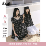 DZZIT地素短袖连衣裙夏季复古重工刺绣泡泡袖裙子女3J2O4236A 黑色（连衣裙) XS