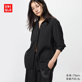 优衣库女装花式衬衫/长袖衬衣易打理垂坠479071 09 黑色 L