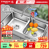 欧琳（OULIN）厨房水槽双槽洗菜盆双槽0涂层SUS304不锈钢加厚洗碗槽左右任选