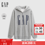 GAP男女装春款logo印花抓绒宽松运动连帽衫卫衣786920 灰色 2XL (185/104A)亚洲尺码【偏大,建议拍小一码】