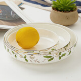 金岚玉唐山骨瓷直边深盘窝盘套装深汤盘植物花卉瓷盘子