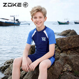 洲克（ZOKE）儿童泳衣学生防晒男中大童分体短袖裤沙滩戏水泳119503503