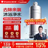 惠尔顿（WHEELTON）花洒过滤器沐浴净水器洗澡家用厕所浴室自来水喷头滤水器高效除余氯淋浴过滤器婴儿护肤 一机三芯