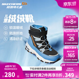 Skechers斯凯奇儿童绒绒靴雪地靴保暖男童棉鞋防寒加绒高帮女童靴660092L 男童/黑色/浅蓝色/BKLB 36