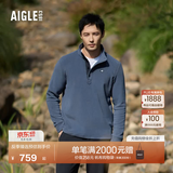 AIGLE【反季特惠】艾高抓绒衣经典款POLARTEC户外保暖休闲半拉链上衣男 岩灰蓝 BE482 XL (185/100A)