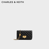 CHARLES&KEITH经典菱格链条小方单肩斜挎包包女包生日礼物送女友CK2-70160131 Black黑色 小包