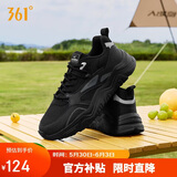 361°运动鞋男春夏季厚底增高黑色通勤休闲跑步老爹鞋子男672426763F-4