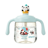 贝亲（Pigeon）儿童牛奶杯1-3岁宝宝喝水喝奶PPSU直饮奶瓶双吸管水杯海青色330ml