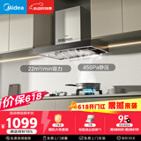 美的（Midea）【价保618】抽吸排油烟机家用顶吸欧式吸油烟机22立方大吸力油烟机 挥手智控 抽烟机T36可配燃气灶
