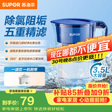 苏泊尔（SUPOR）家用净水壶 便携式滤水壶蔚蓝1壶1芯过滤净水器净水壶自来水活性炭过滤器滤水器家用版蓝色UF03
