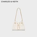 CHARLES&KEITH26夏季新品菱格链条单肩水桶包斜挎包生日礼物送女友CK2-10671894 Cream奶白色 M