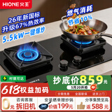 火王（Hione）70%热效率燃气灶天然气双灶5.2kW猛火定时液化气煤气灶台式嵌入式一级能效节能灶 【一键5.5KW爆炒】定时D12601 液化气20Y