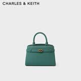 CHARLES&KEITH金属扣带手提单肩妈妈包凯莉包包女包生日礼物送女友CK2-50160102 Teal蓝绿色 M