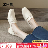 ZHR则则高跟鞋女一脚蹬懒人真牛皮乐福单鞋女2026新款英伦皮鞋女BL66米40