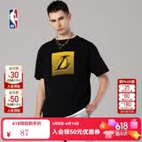NBA湖人篮网勇士队T恤男夏季运动休闲潮流纯棉宽松短袖 湖人-运动休闲纯棉T恤 XL