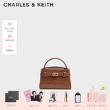 CHARLES&KEITH鳄鱼纹凯莉包手提斜挎婚包包女包生日礼物送女友CK2-50270880-1 Chocolate Croco巧克力鳄鱼纹色（新色） S