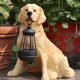 鸿日光辉花园装饰 庭院摆件 别墅户外太能灯园艺装饰树脂动物仿真小狗摆件 带灯狗黄