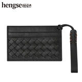 恒色（HENGSE）羊皮编织卡包银行卡证件包身份证套门禁卡银行卡收纳包证件卡套卡包 黑色