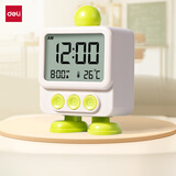 得力（deli）电子闹钟儿童学生用新款时钟计时器小机器人多功能儿童起床神器开学好物-LE132绿礼物