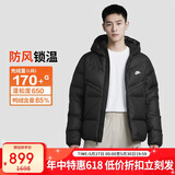 耐克NIKE男冬季短款连帽羽绒服 运动防寒外套 WR系列DV1132-010黑2XL