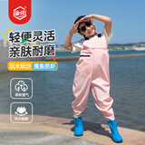 臻佑（Grsaed）儿童下水裤户外玩水服捉鱼赶海半身涉水裤连体鞋防水沙滩淡粉36码