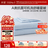 水星家纺夏凉被双人空调被子夏季可机洗裸睡薄被子夏被芯200cm×230cm蓝