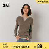 森马（Semir）森马毛衣女短款假两件含羊毛针织衫24冬新款保暖内搭109724107015